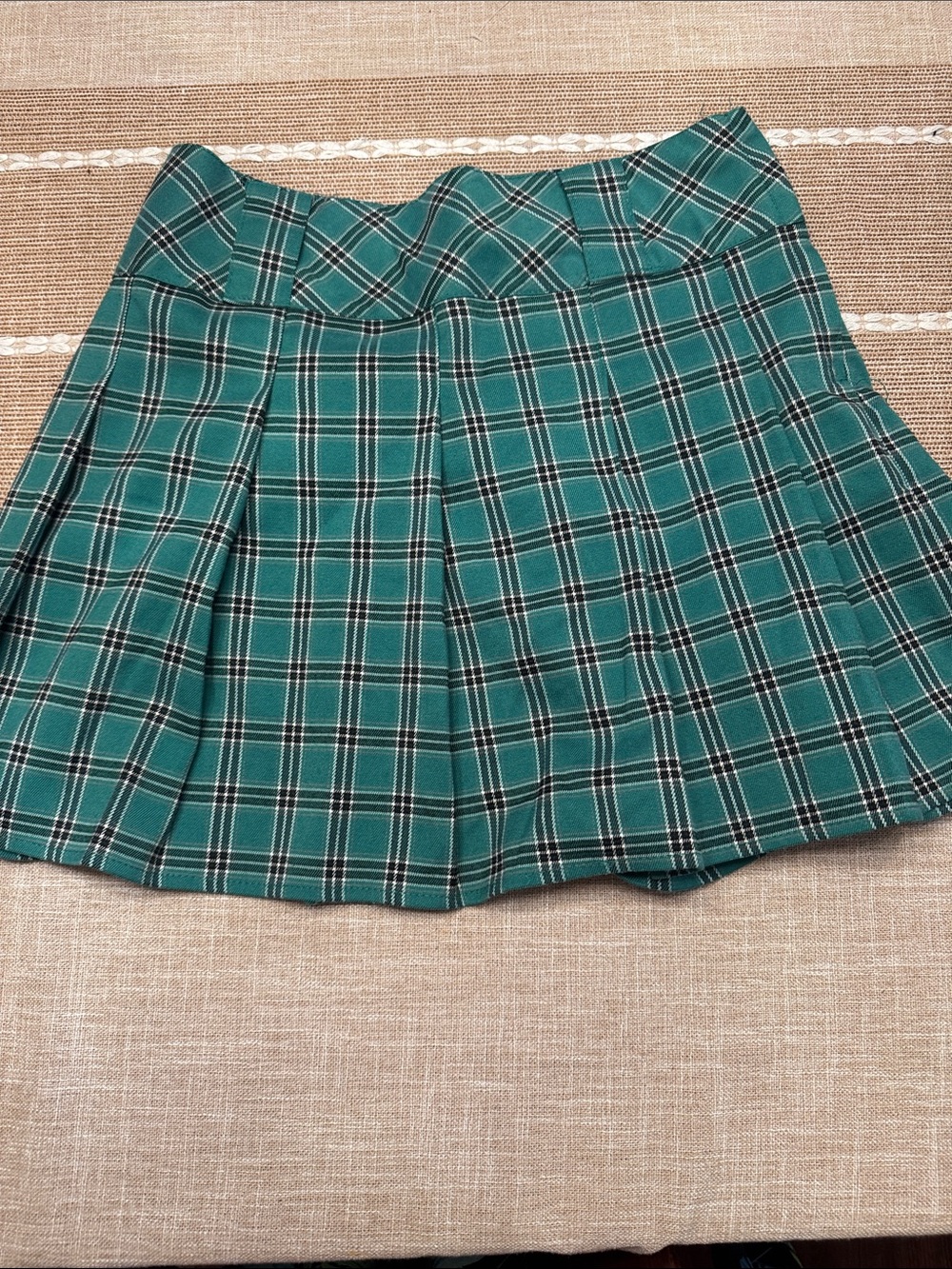 wild fable Teal Green Plaid Pleated Mini Skirt
